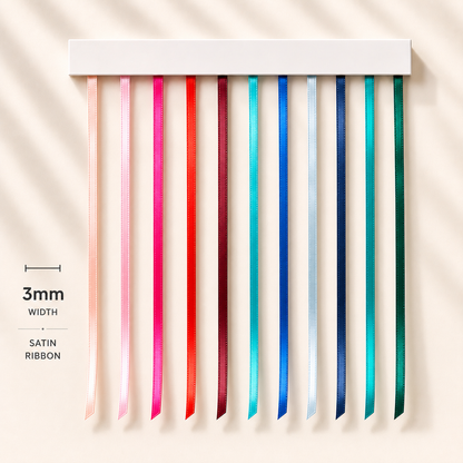3mm Premium Double Face Satin Ribbon White, Grey, Pink, Red, Blue Series