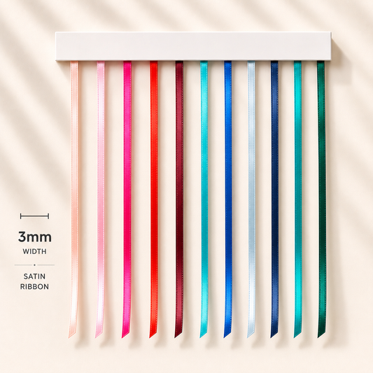 3mm Premium Double Face Satin Ribbon White, Grey, Pink, Red, Blue Series