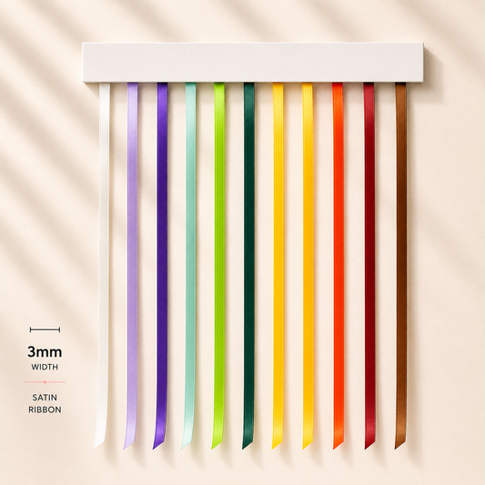 3mm Premium Double Face Satin Ribbon Purple, Green, Yellow, Orange, Brown Series