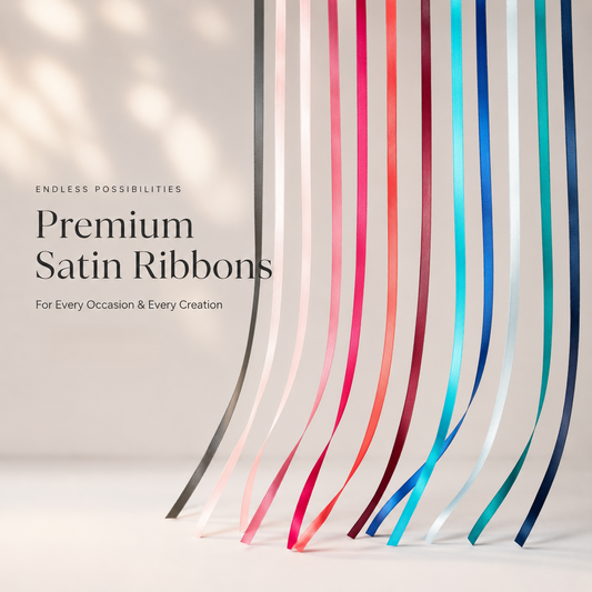 6mm Premium Double Face Satin Ribbon White, Grey, Pink, Red, Blue Series