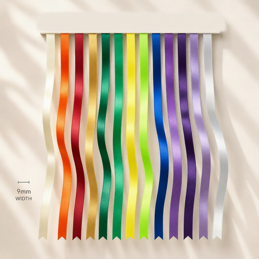 9mmPremium Double Face Satin Ribbon Purple, Green, Yellow, Orange, Brown Series