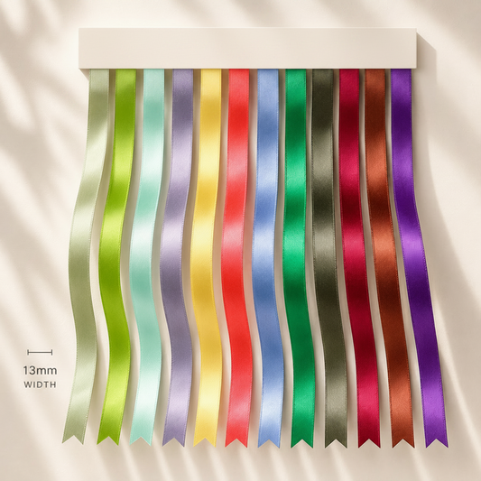 13mmPremium Double Face Satin Ribbon Purple, Green, Yellow, Orange, Brown Series