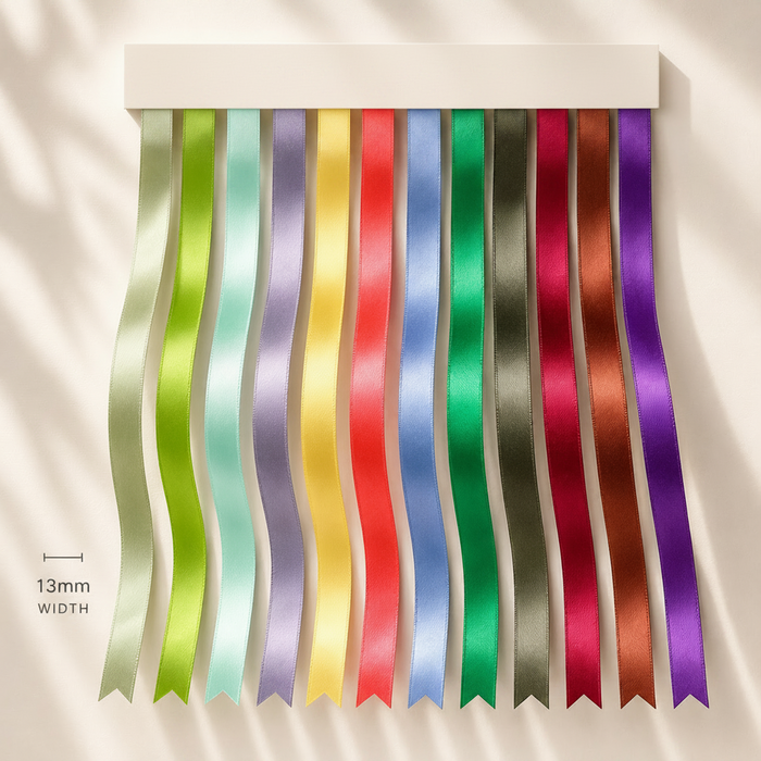 13mmPremium Double Face Satin Ribbon Purple, Green, Yellow, Orange, Brown Series