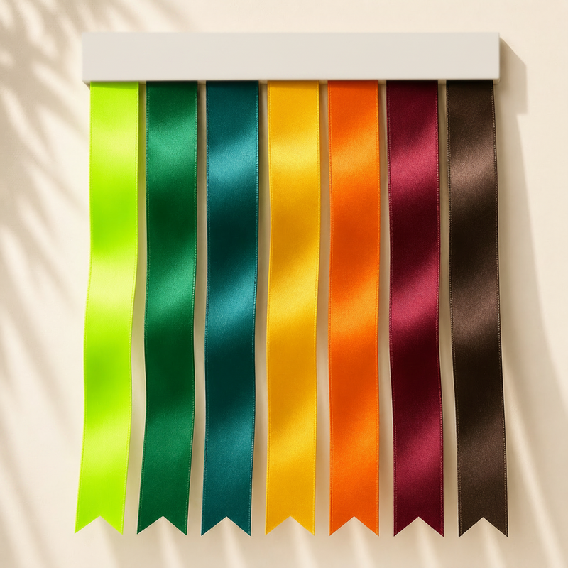 32mm Premium Double Face Satin Ribbon Purple, Green, Yellow, Orange, Brown Series
