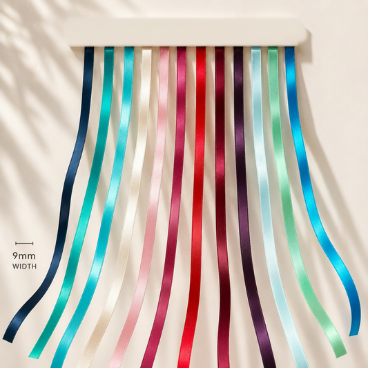 9mm Premium Double Face Satin Ribbon White, Grey, Pink, Red, Blue Series