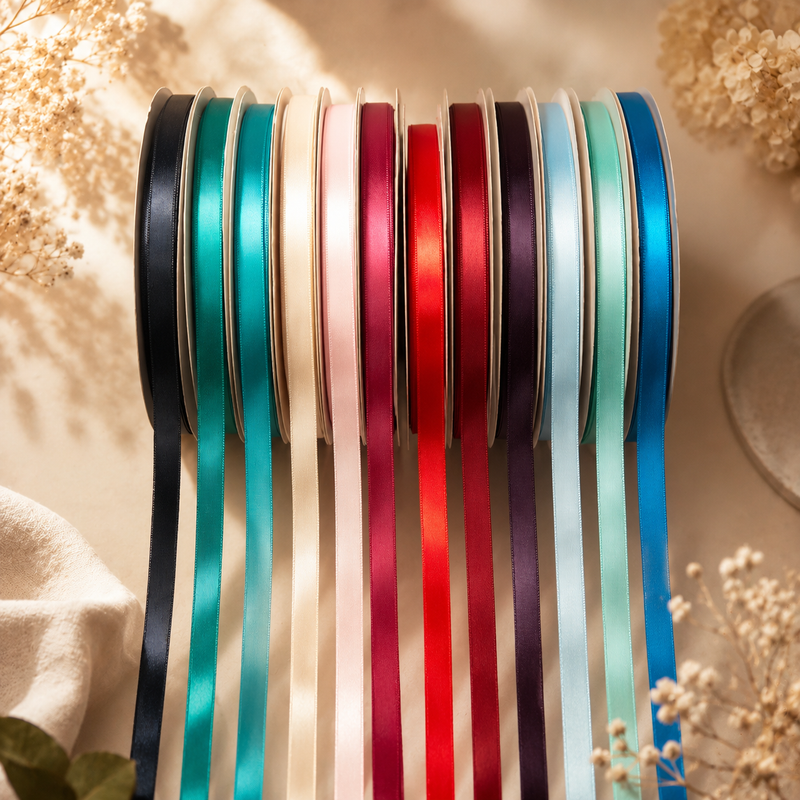 9mm Premium Double Face Satin Ribbon White, Grey, Pink, Red, Blue Series