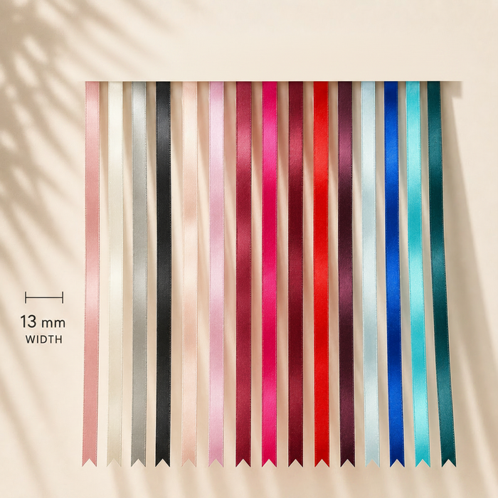 13mm Premium Double Face Satin Ribbon White, Grey, Pink, Red, Blue Series