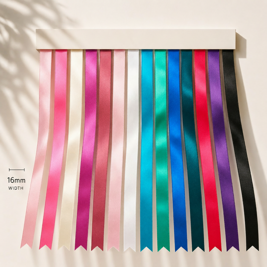 16mm Premium Double Face Satin Ribbon White, Grey, Pink, Red, Blue Series