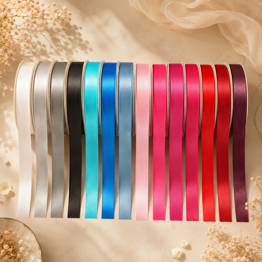 19mm Premium Double Face Satin Ribbon White, Grey, Pink, Red, Blue Series