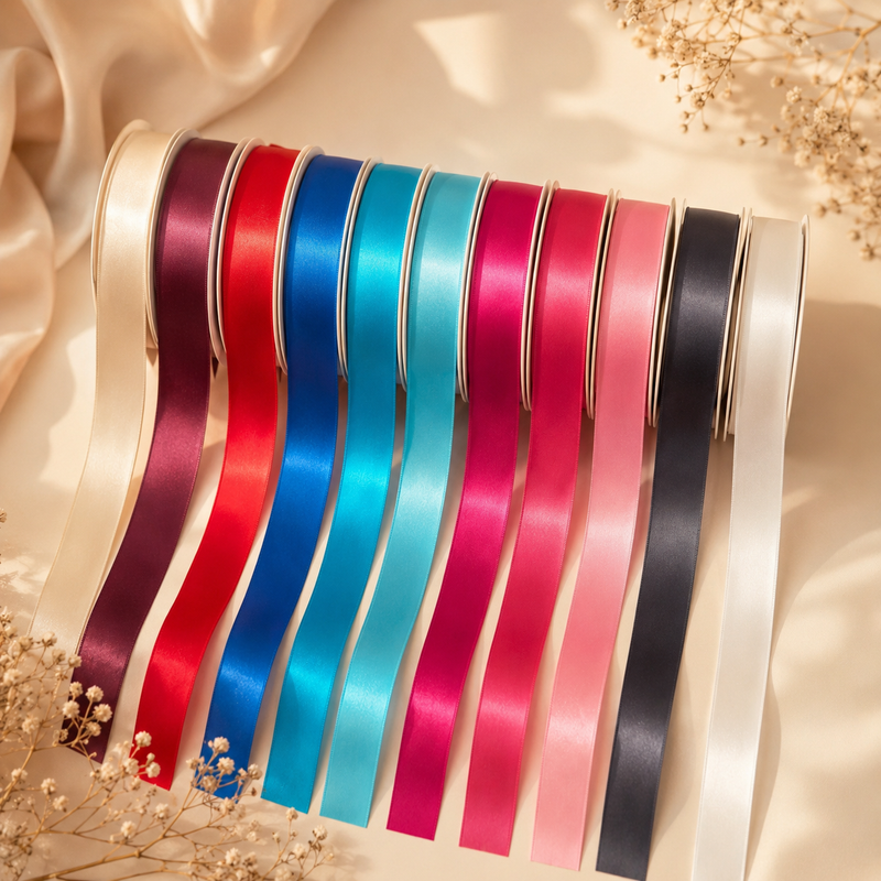 25mm Premium Double Face Satin Ribbon White, Grey, Pink, Red, Blue Series