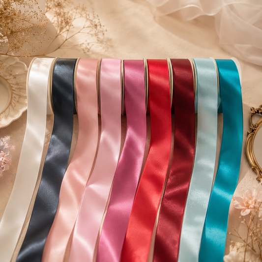 32mm Premium Double Face Satin Ribbon White, Grey, Pink, Red, Blue Series