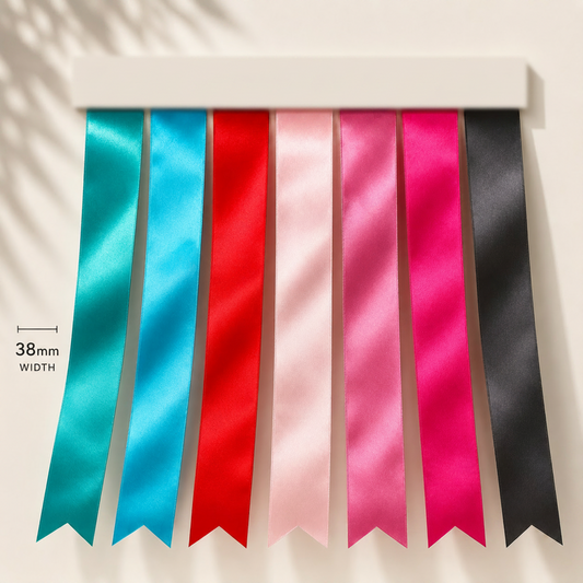 38mm Premium Double Face Satin Ribbon White, Grey, Pink, Red, Blue Series