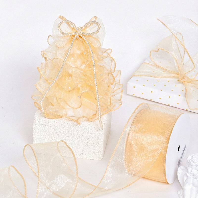 Organza Wired Ribbon 10 Yards Ribbon (2.5inch-63mm)