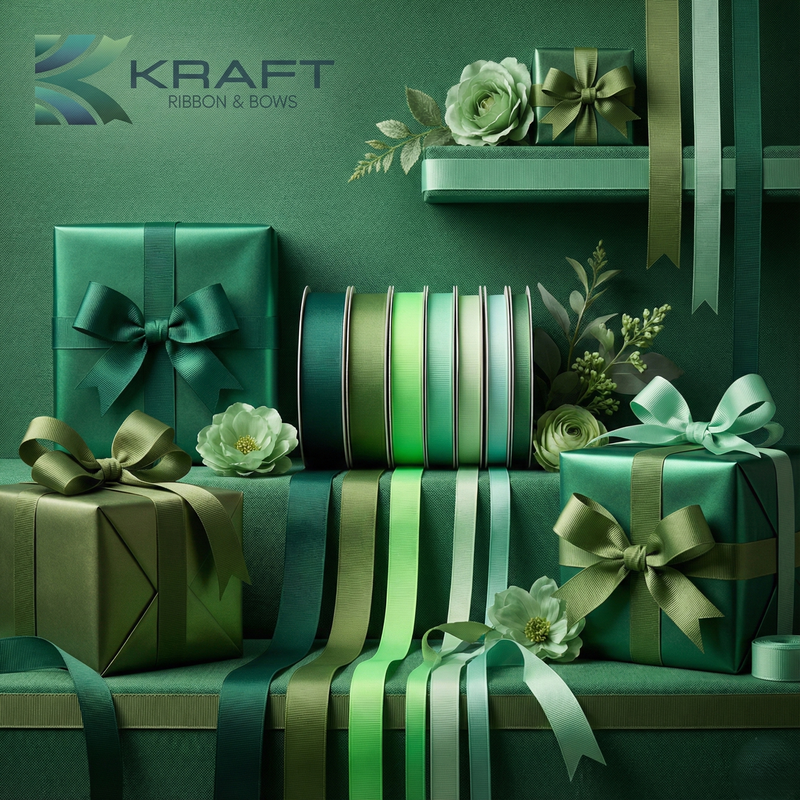 Premium grosgrain ribbon dark green series