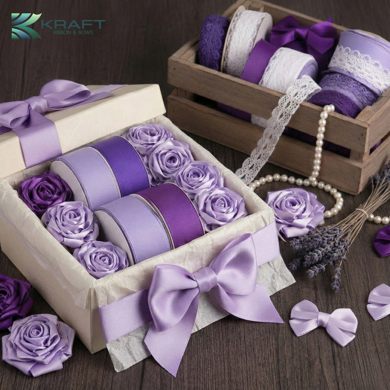 Premium grosgrain ribbon purple series