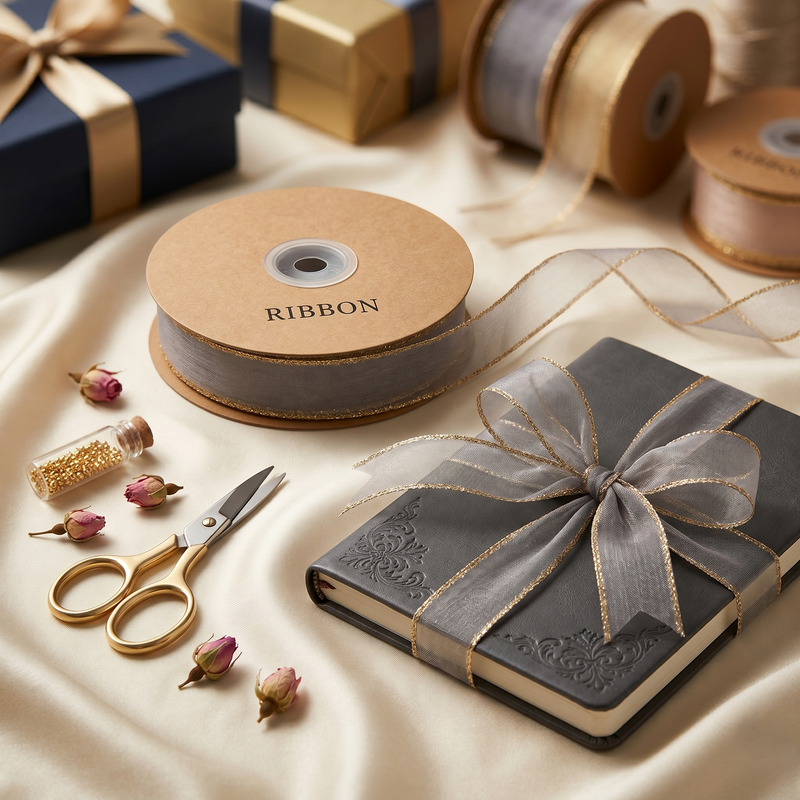 Elegant Organza Ribbon Collection with Gold Edges-25MM