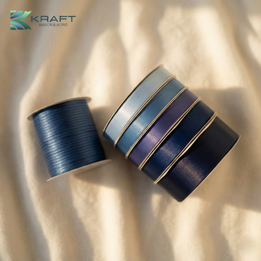PREMIUM DOUBLE FACE SATIN RIBBON DARK BLUE SERIES