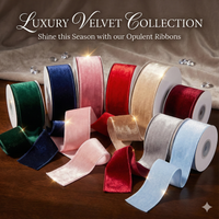 Velvet Ribbon Solid Colors Wired Edge Shiny 2 (2.5inch-63mm) 10yards