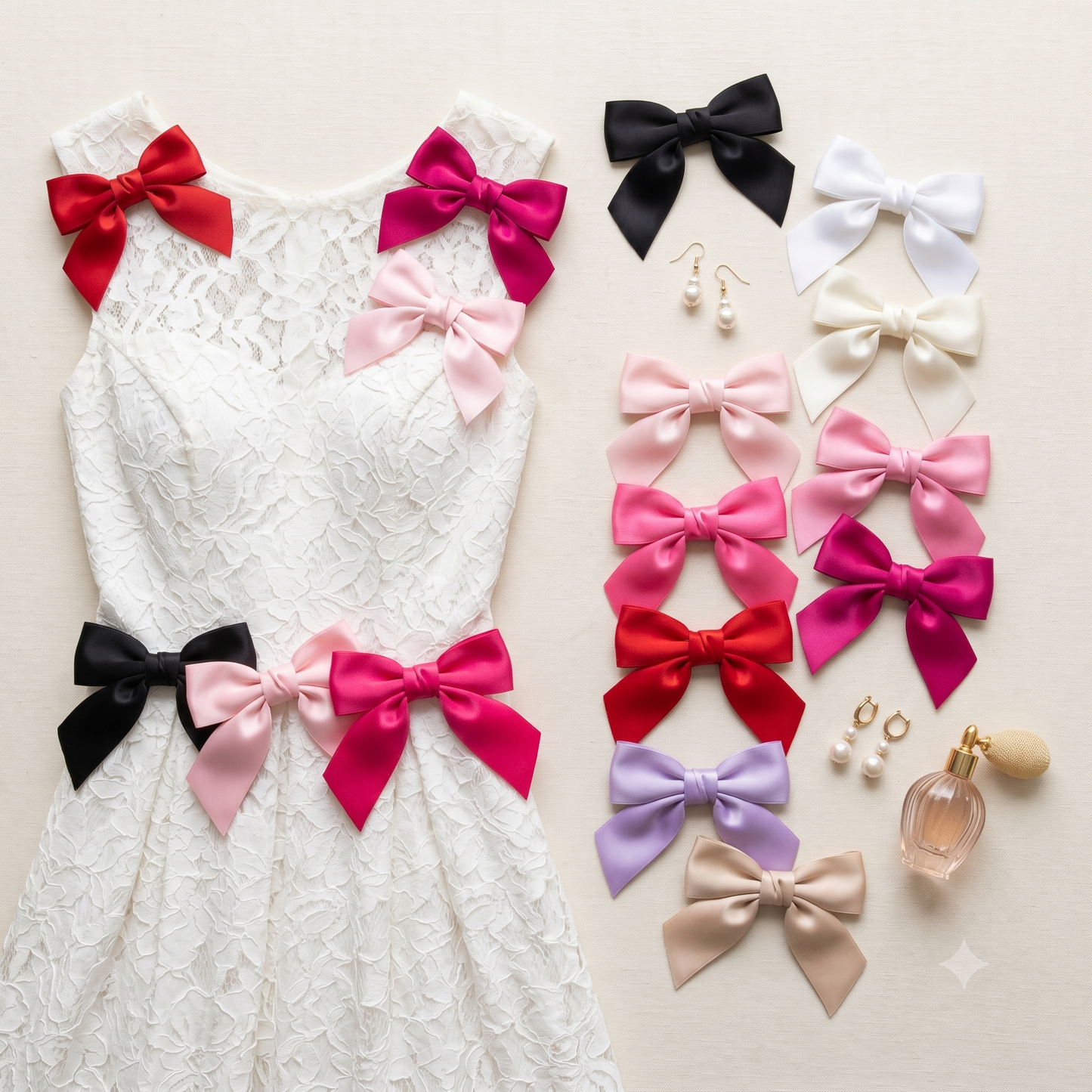 Mini Satin Ribbon Hair Bow(20pcs)