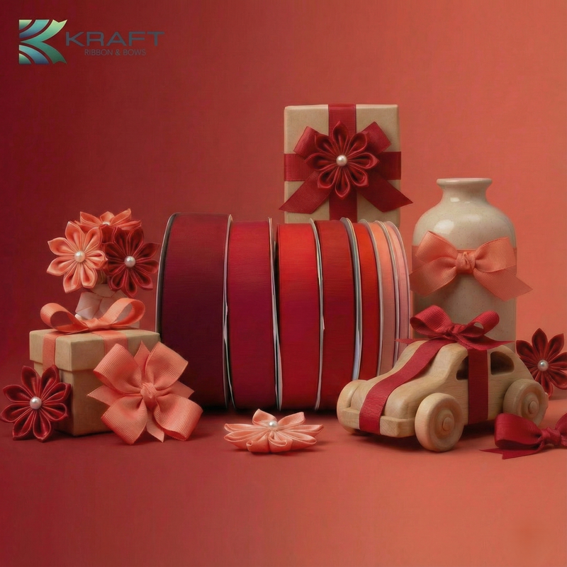 Premium grosgrain ribbon red series