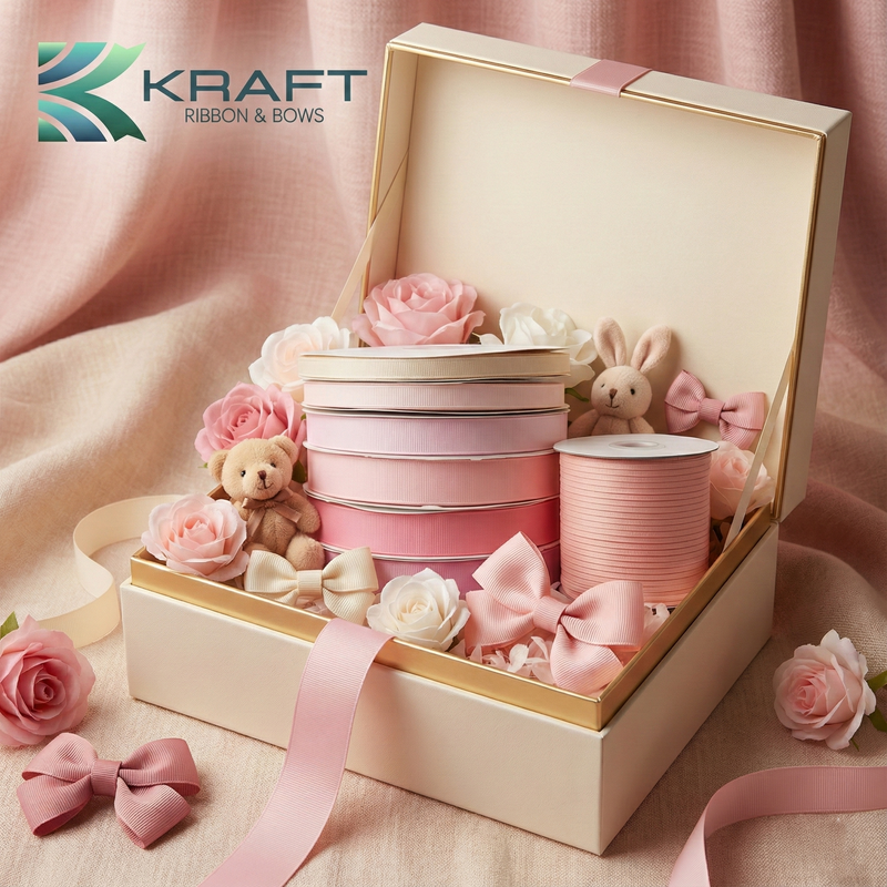 Premium grosgrain ribbon light pink series