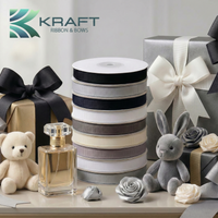 Premium grosgrain ribbon white, grey and black series