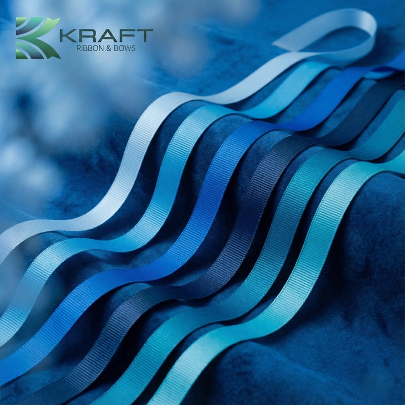 Premium grosgrain ribbon mid blue series
