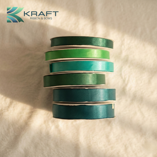 PREMIUM DOUBLE FACE SATIN RIBBON GREEN SERIES 2