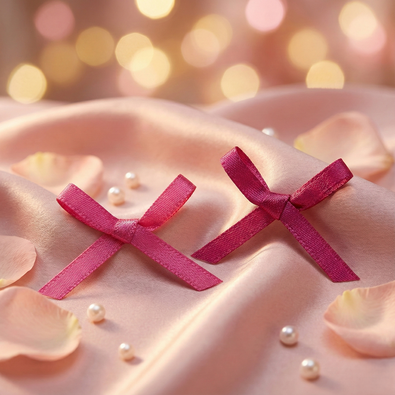 Double Side satin Bow Dark Pink Series (25 PCS)