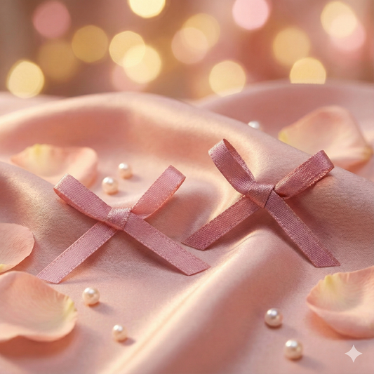 Double Side satin Bow Light Pink Series (25 PCS)