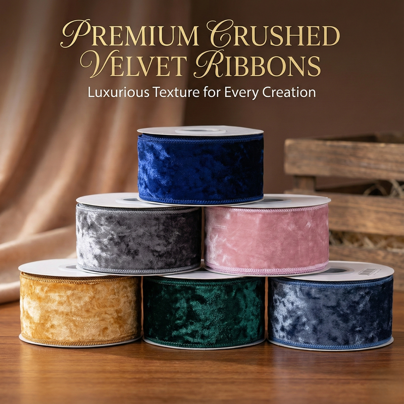 Velvet Ribbon Solid Colors Wired Edge Shiny  (2.5inch-63mm) 10yards