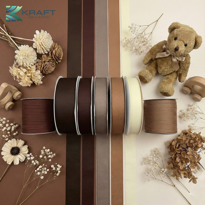 Premium grosgrain ribbon brown series
