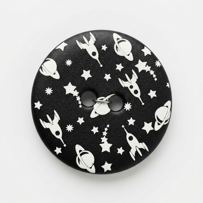 Polyester button 2-holes, Happy Space, 20mm