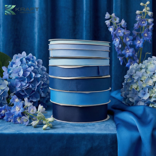 Premium grosgrain ribbon dark blue series
