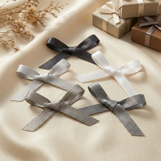 Double Side satin Bow Gray White and Black Series (25 PCS)