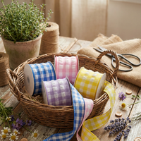 Yama Ribbon 2.5inch 63mm Colorful Plaid Wired Ribbon 10 Yards