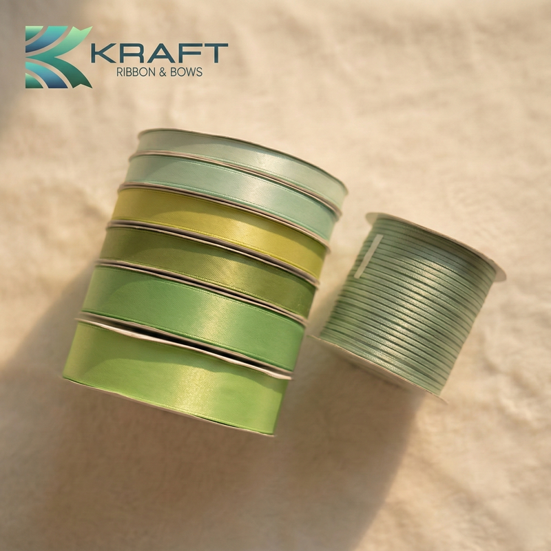 PREMIUM DOUBLE FACE SATIN RIBBON GREEN 1 SERIES