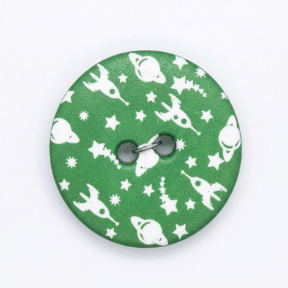 Polyester button 2-holes, Happy Space, 20mm