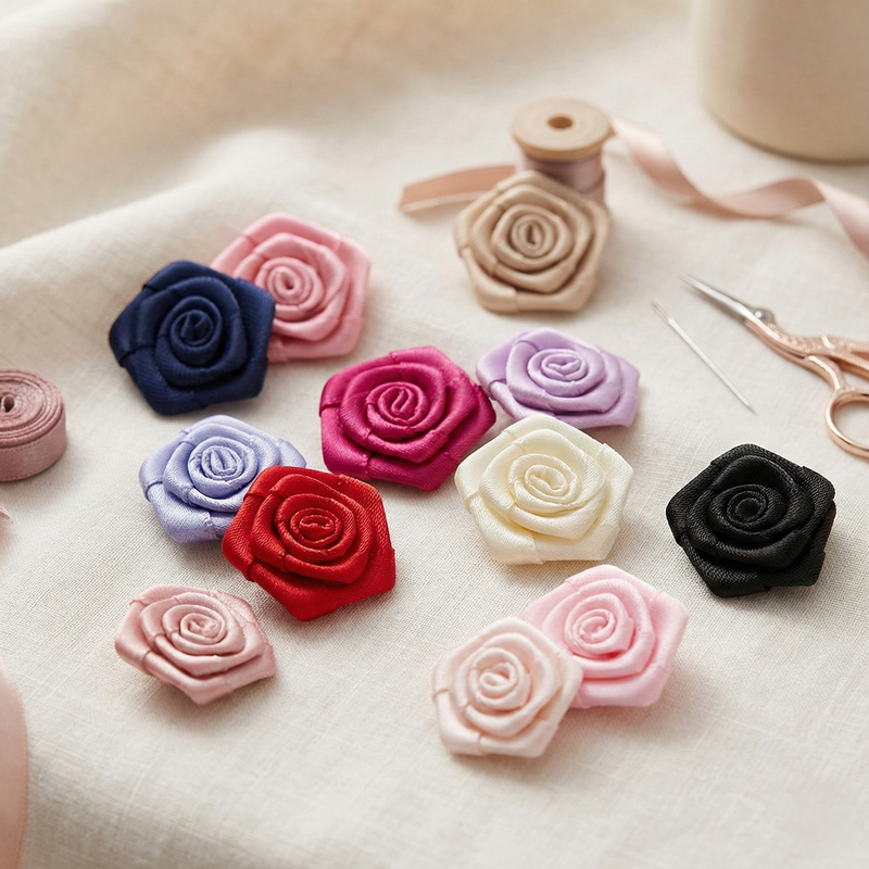 Ribbon Roses Single Face Satin (10PCS)