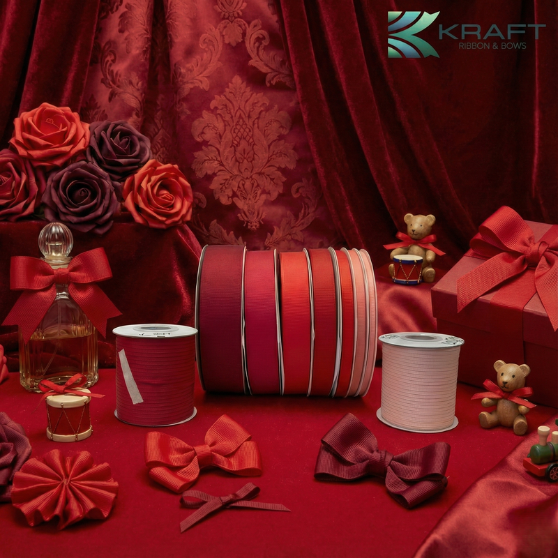 Premium grosgrain ribbon red series
