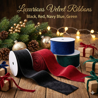 Velvet Ribbon Solid Colors Wired Edge Glitter (2.5inch-63mm) 10 yards