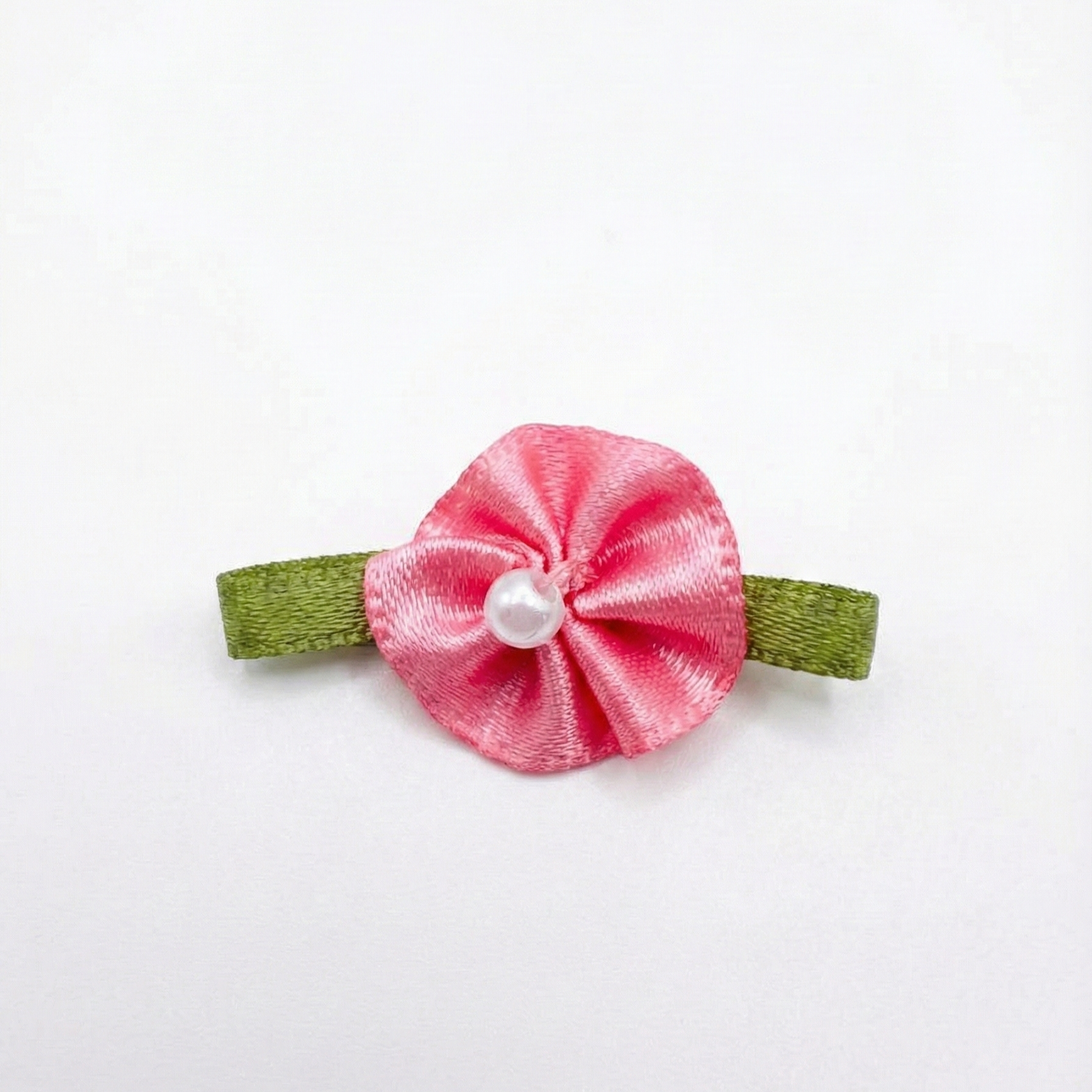 Blush Bow with Flower Foliage – Single Face Satin (20pcs)