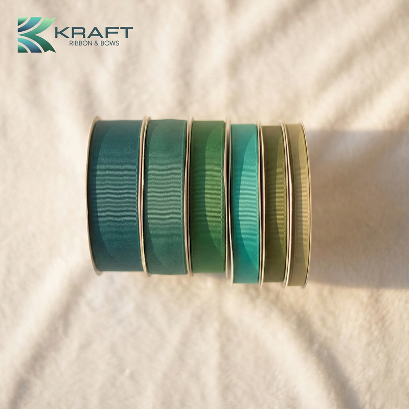 Premium grosgrain ribbon dark green series
