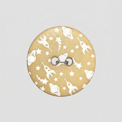 Polyester button 2-holes, Happy Space, 20mm