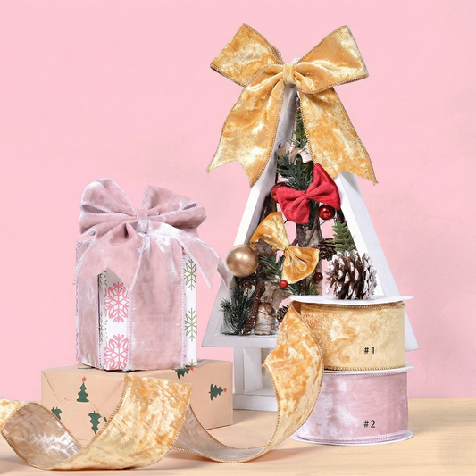 Velvet Ribbon Solid Colors Wired Edge Shiny  (2.5inch-63mm) 10yards