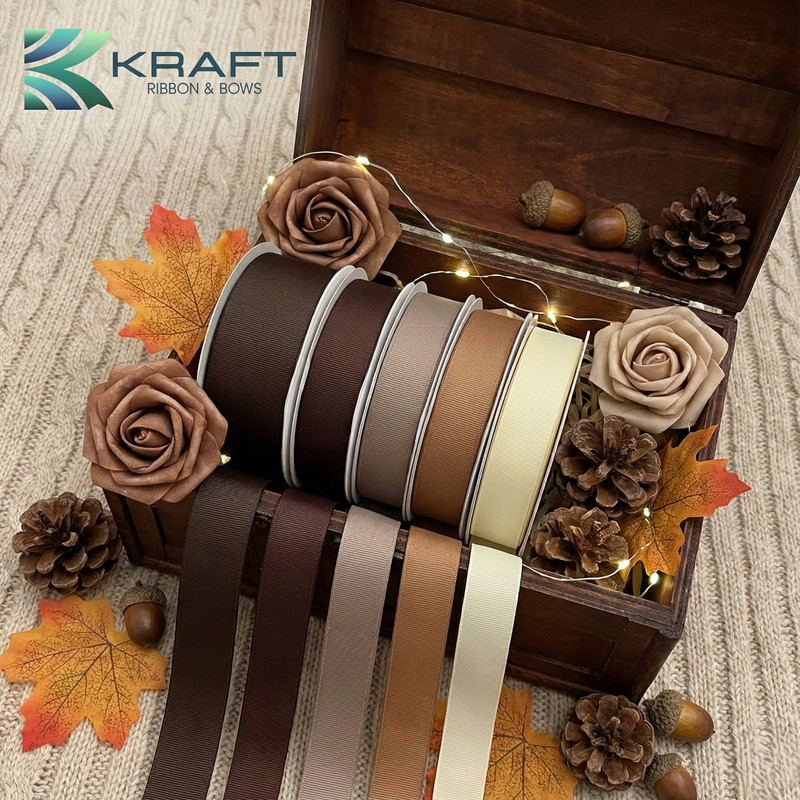 Premium grosgrain ribbon brown series
