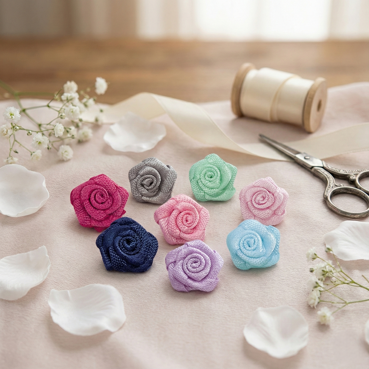 Rose Bow With Single Face Satin(20PCS)