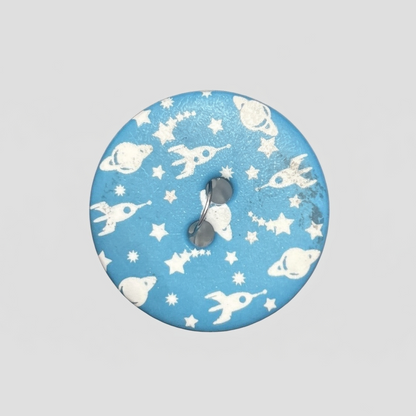 Polyester button 2-holes, Happy Space, 20mm