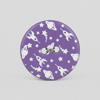 Polyester button 2-holes, Happy Space, 20mm
