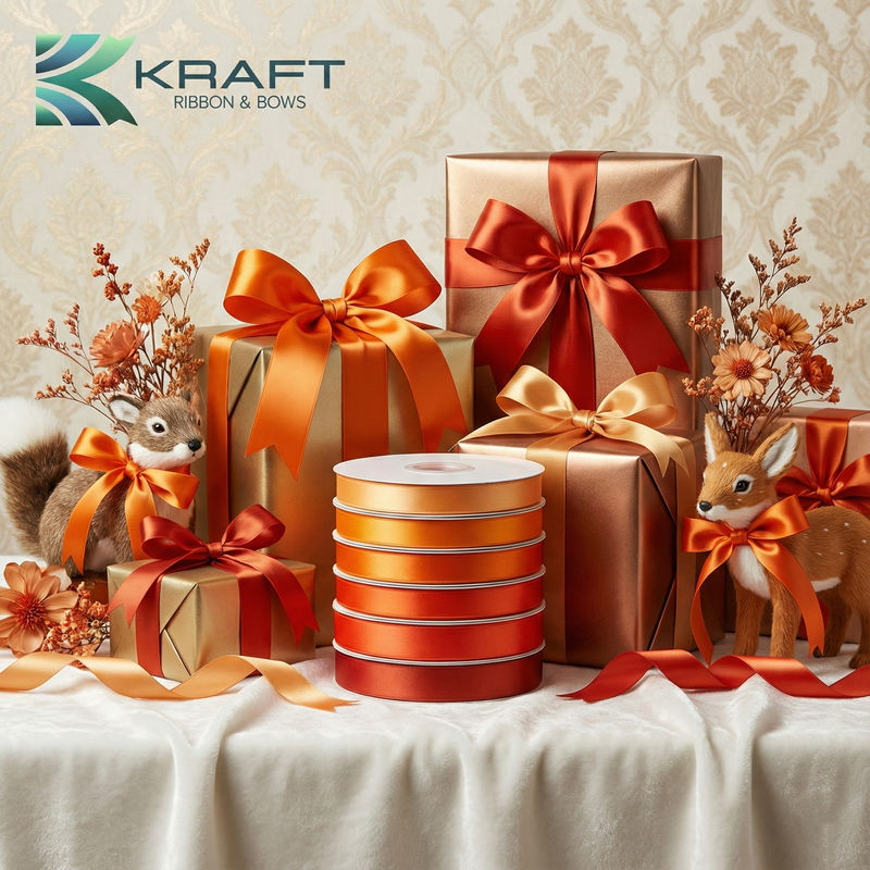 PREMIUM DOUBLE FACE SATIN RIBBON ORANGE SERIES